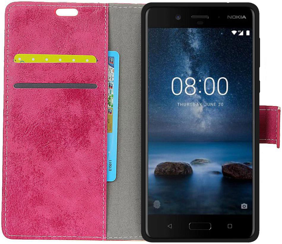 Nokia 8 Vintage Portemonnee Hoesje Roze afbeelding 2