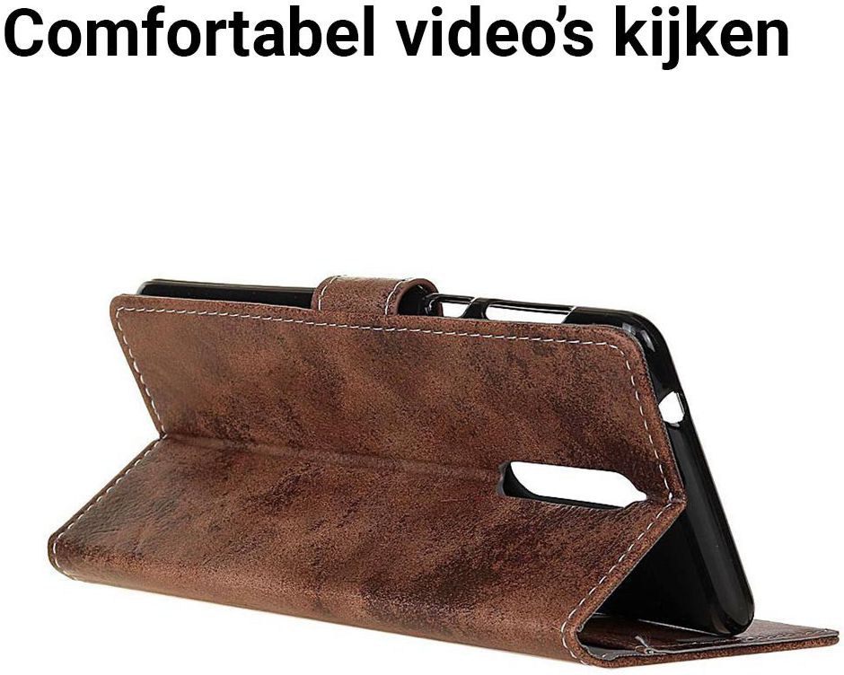 Nokia 8 Vintage Portemonnee Hoesje Bruin afbeelding 6