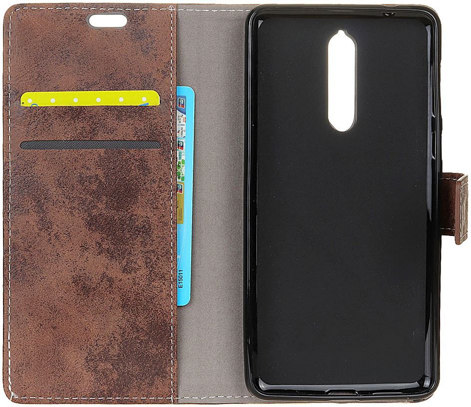 Nokia 8 Vintage Portemonnee Hoesje Bruin afbeelding 7