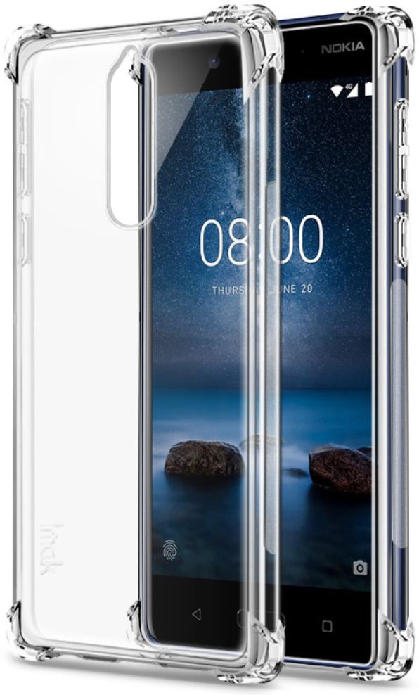 IMAK Nokia 8 Hoesje Flexibel TPU met Screenprotector Transparant afbeelding 2