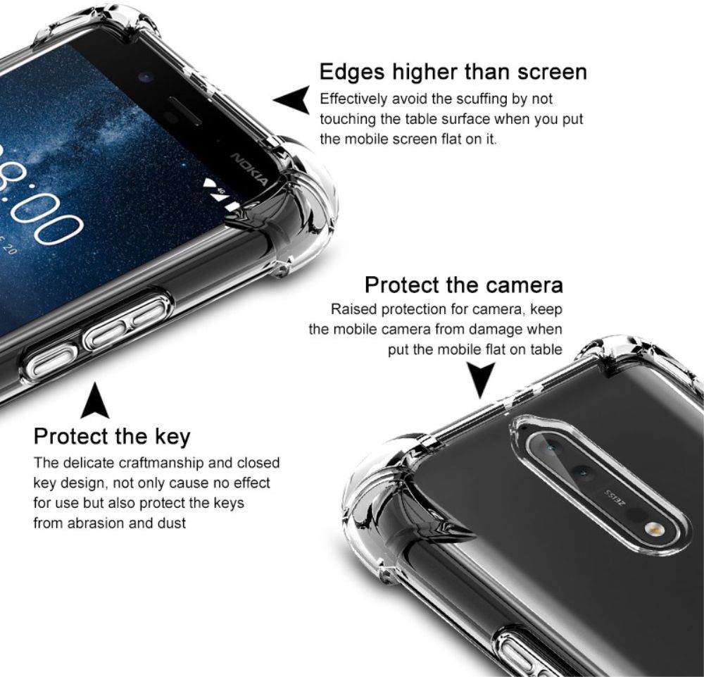 IMAK Nokia 8 Hoesje Flexibel TPU met Screenprotector Transparant afbeelding 4