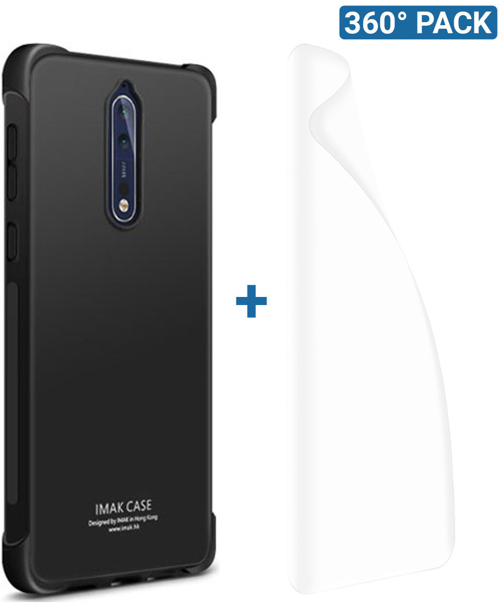 IMAK Nokia 8 Hoesje Flexibel TPU met Screenprotector Metaal Zwart afbeelding 1