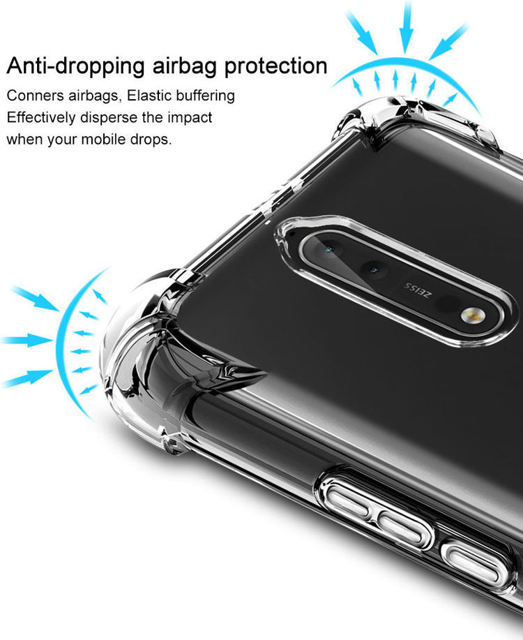 IMAK Nokia 8 Hoesje Flexibel TPU met Screenprotector Metaal Zwart afbeelding 3