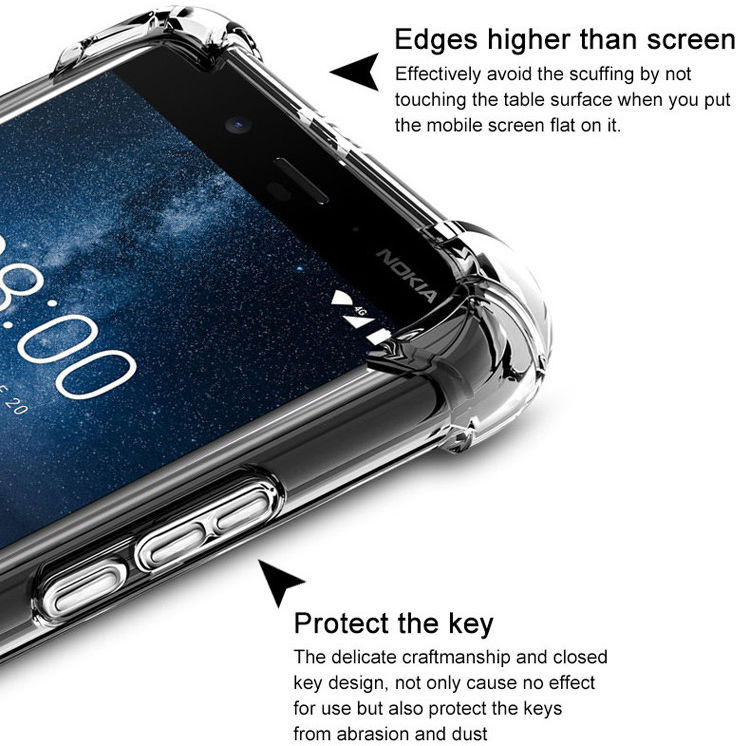 IMAK Nokia 8 Hoesje Flexibel TPU met Screenprotector Metaal Zwart afbeelding 5