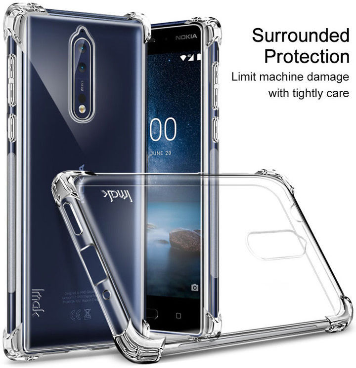 IMAK Nokia 8 Hoesje Flexibel TPU met Screenprotector Metaal Zwart afbeelding 7
