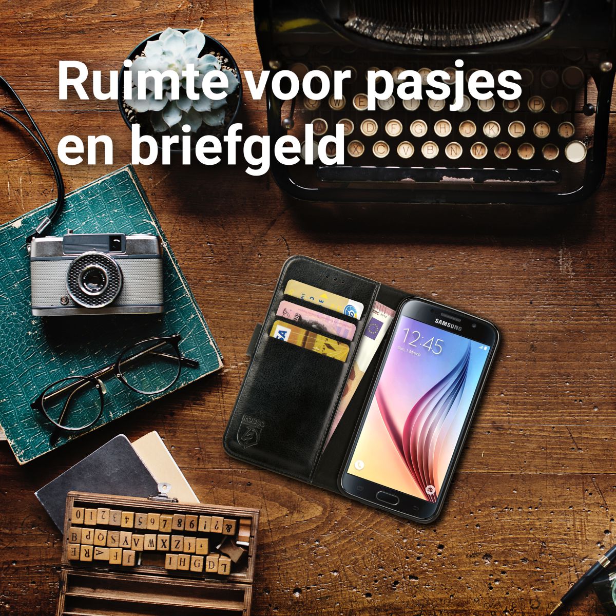 Rosso Element Samsung Galaxy S6 Hoesje Book Cover Zwart afbeelding 9