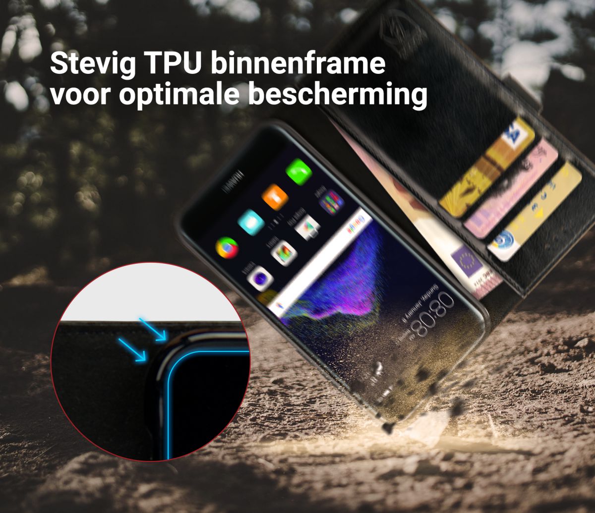 Rosso Element Huawei P8 Lite (2017) Hoesje Book Cover Zwart afbeelding 5