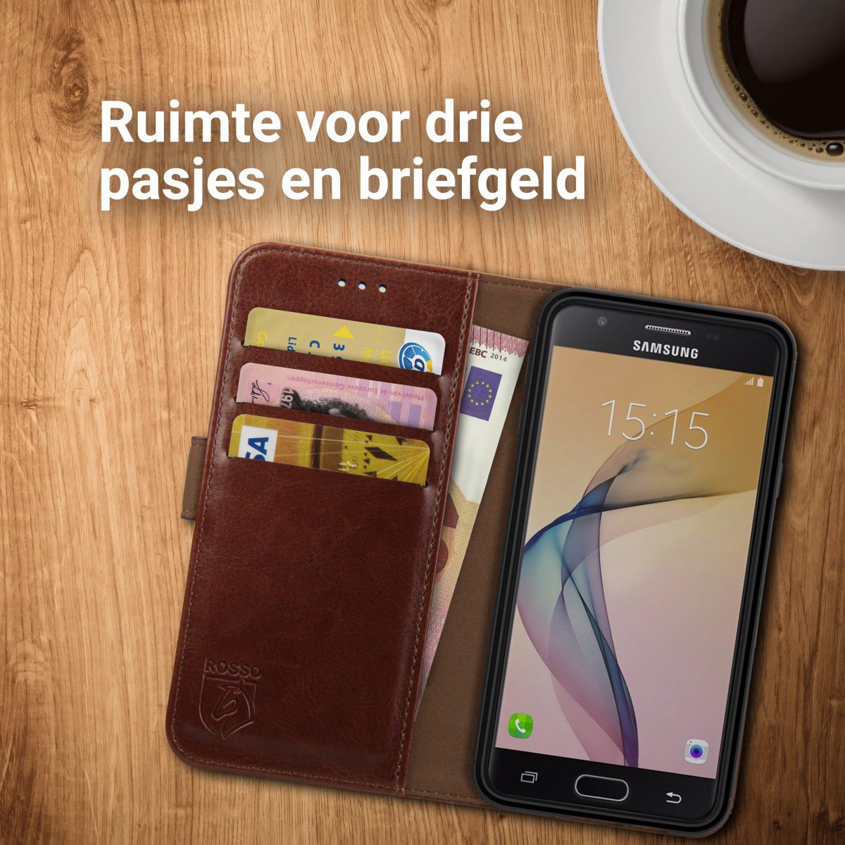 Rosso Element Samsung Galaxy J3 (2016) Hoesje Book Cover Bruin afbeelding 5