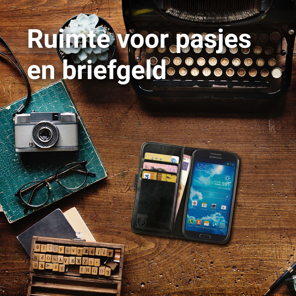 Rosso Element Samsung Galaxy S4 Hoesje Book Cover Zwart afbeelding 9
