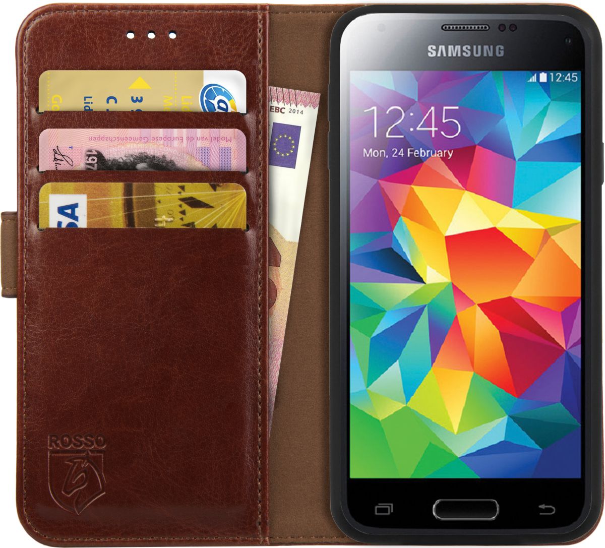 Rosso Element Samsung Galaxy S5 Mini Hoesje Book Cover Bruin afbeelding 1
