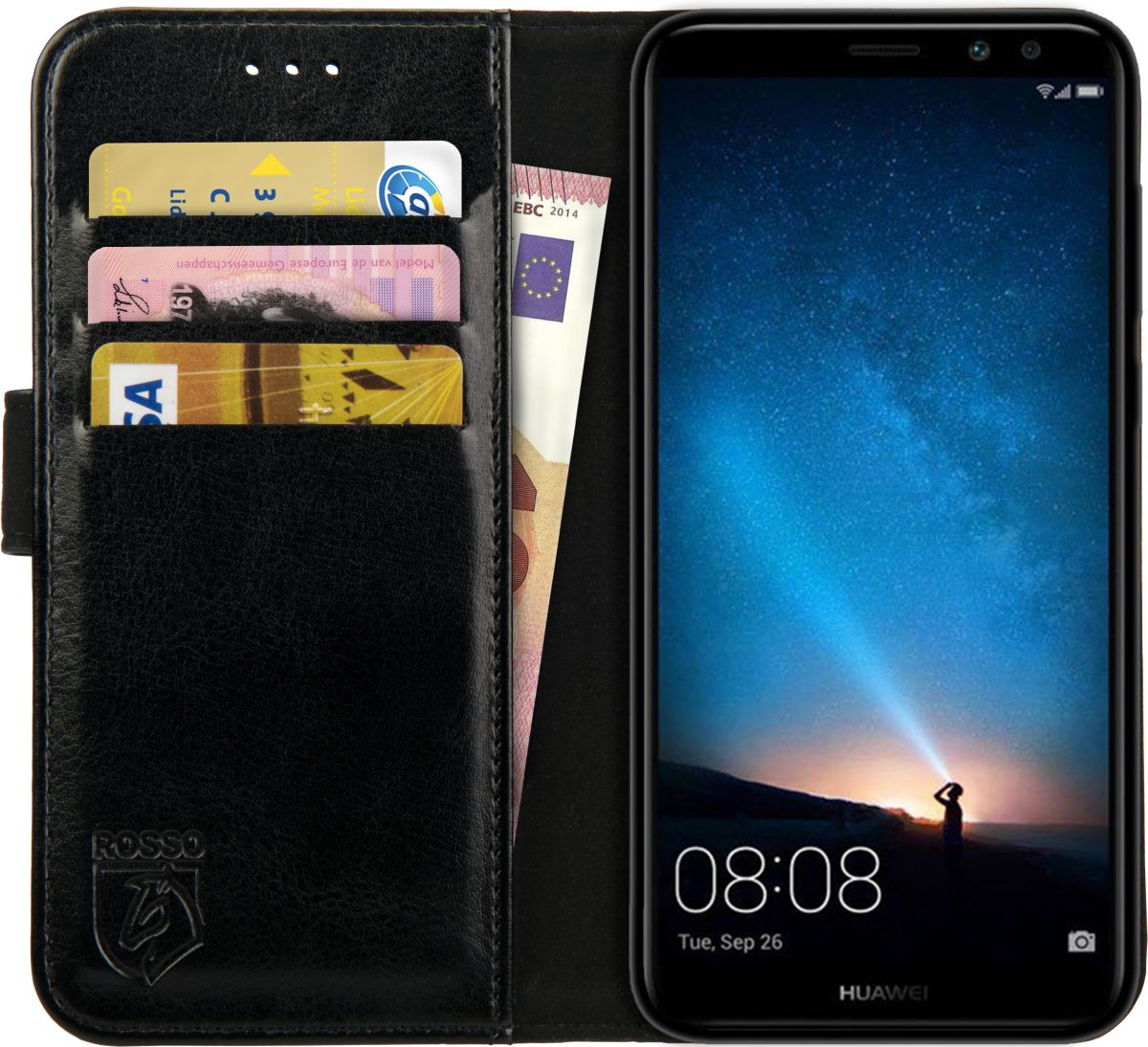 Rosso Element Huawei Mate 10 Lite Hoesje Book Cover Zwart afbeelding 1