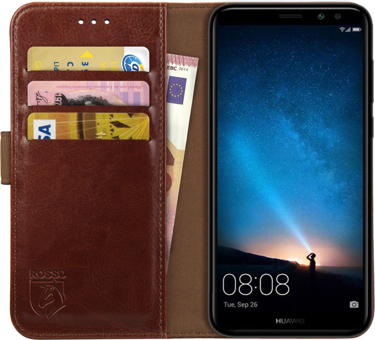 Rosso Element Huawei Mate 10 Lite Hoesje Book Cover Bruin afbeelding 1