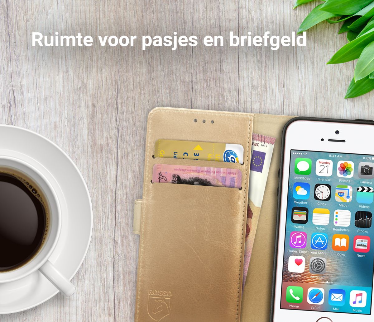 Rosso Element Apple iPhone 5/5S/SE Hoesje Book Cover Goud afbeelding 5