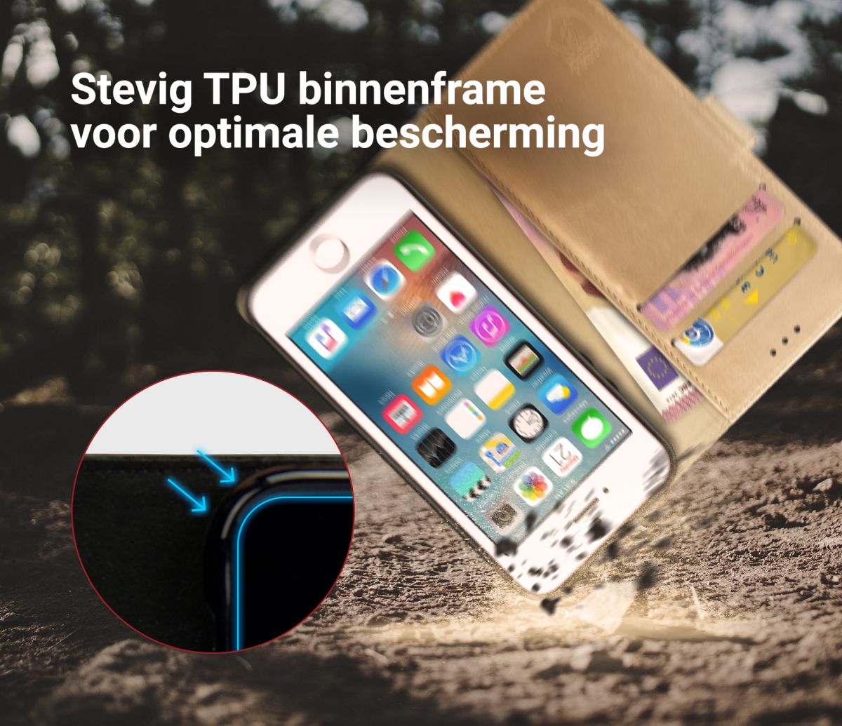 Rosso Element Apple iPhone 5/5S/SE Hoesje Book Cover Goud afbeelding 6