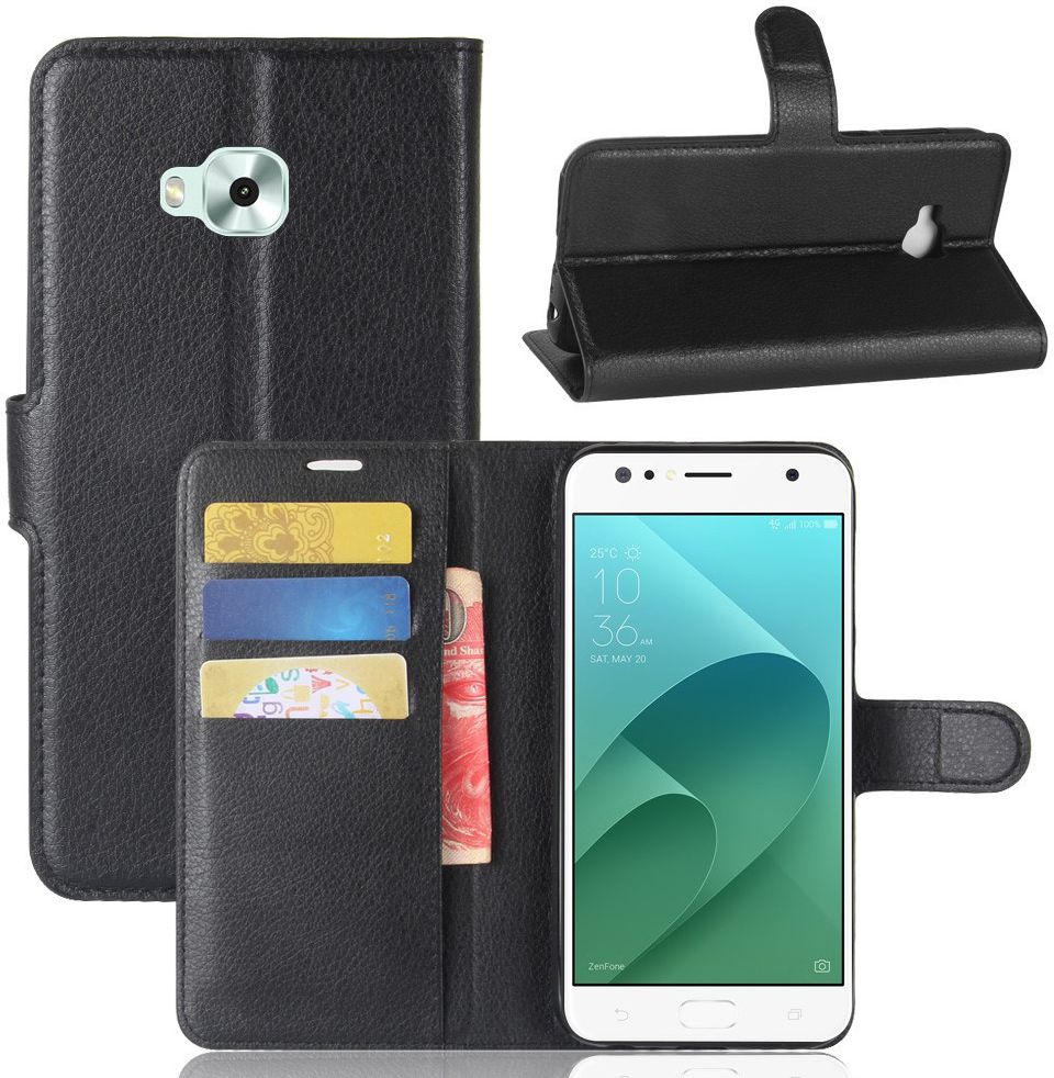 Asus Zenfone 4 Selfie Bookcase Hoesje Zwart afbeelding 1