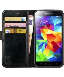 Moedig aan spreiding plastic Rosso Element Samsung Galaxy S5 Hoesje Book Cover Zwart | GSMpunt.nl