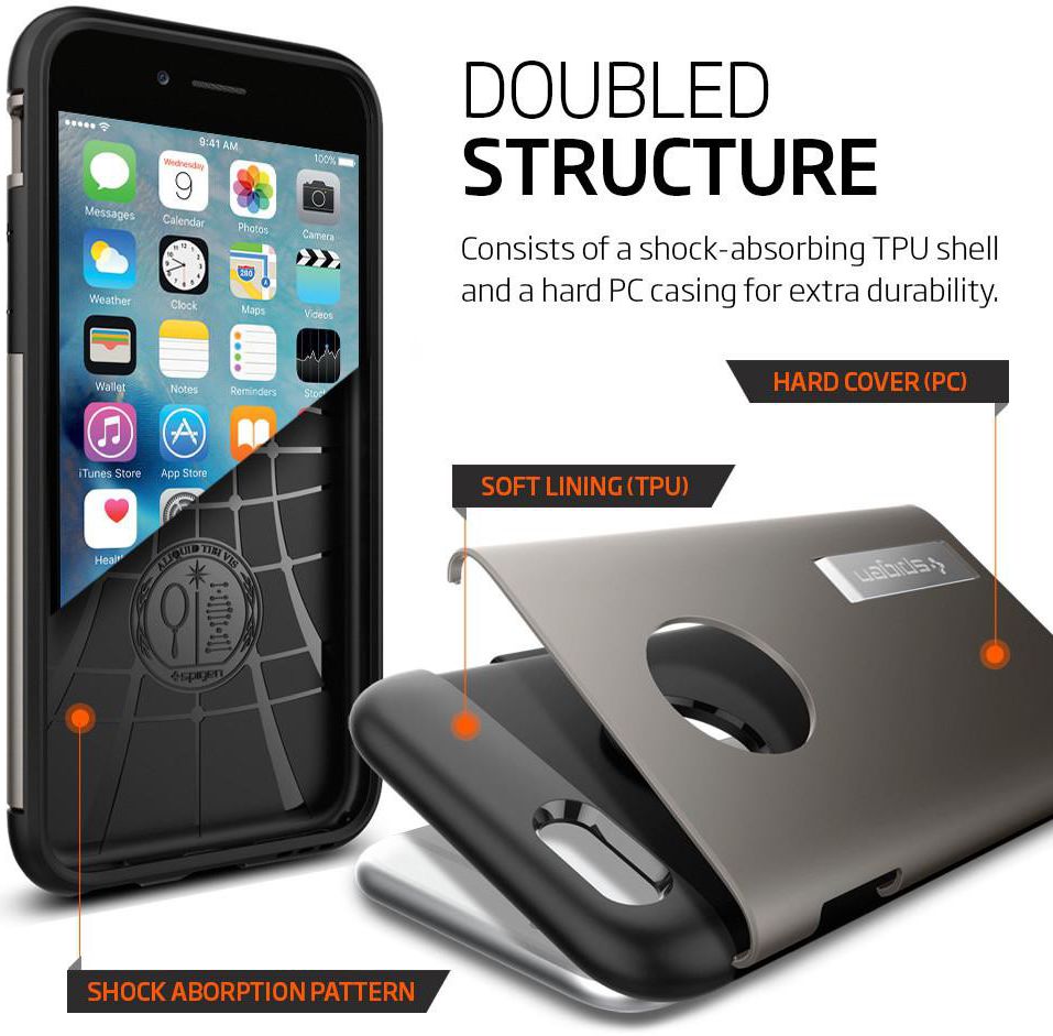 Spigen Slim Armor Hoesje Apple iPhone 6 / 6S Gunmetal afbeelding 10