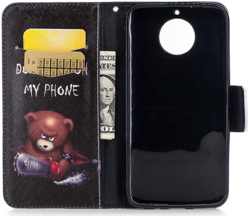 Motorola Moto G5S Plus Portemonnee Hoesje Print Don't Touch My Phone afbeelding 2