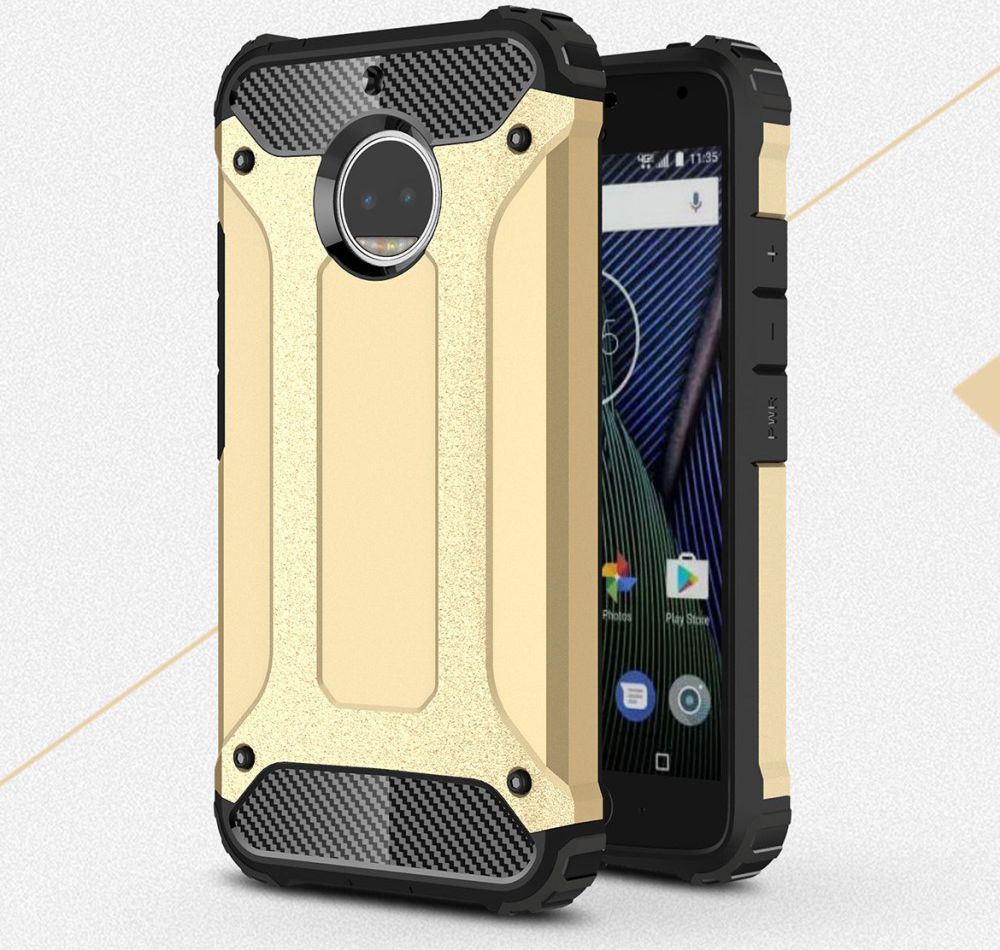 Motorola Moto G5S Plus Hybride Armor Hoesje Goud afbeelding 1