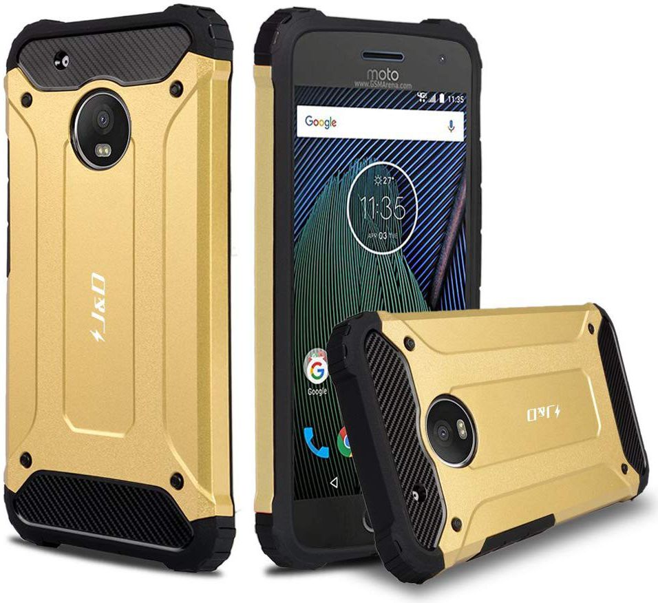 Motorola Moto G5S Plus Hybride Armor Hoesje Goud afbeelding 4
