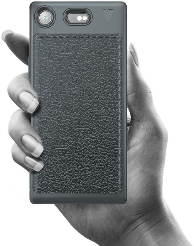 Sony Xperia XZ1 Compact Lederen TPU Hoesje Grijs afbeelding 2