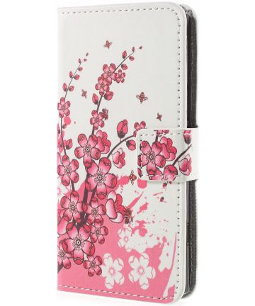 Sony Xperia XZ1 Compact Portemonnee Hoesje met Pink Flower Printje Hoesjes