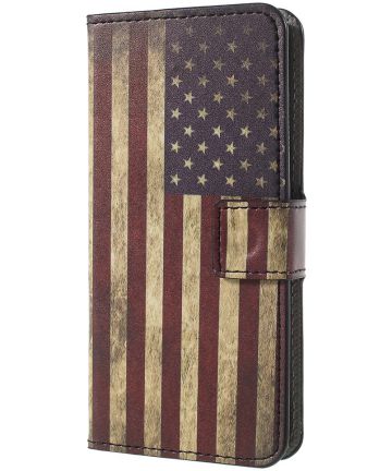 Sony Xperia XZ1 Compact Portemonnee Hoesje met America Flag Printje Hoesjes