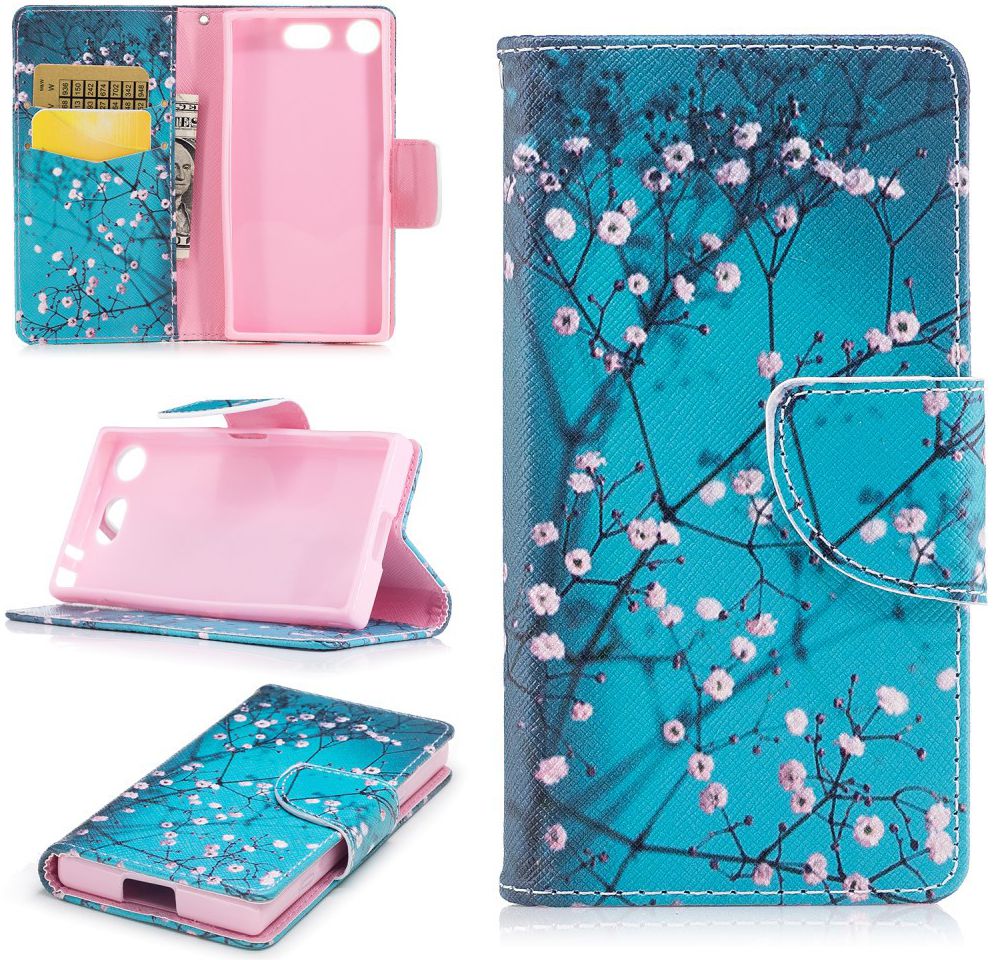 Sony Xperia XZ1 Compact Portemonnee Hoesje met Wintersweet Printje afbeelding 3