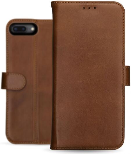 Rosso Deluxe Apple iPhone 7/8 Plus Hoesje Echt Leer Book Case Bruin afbeelding 13