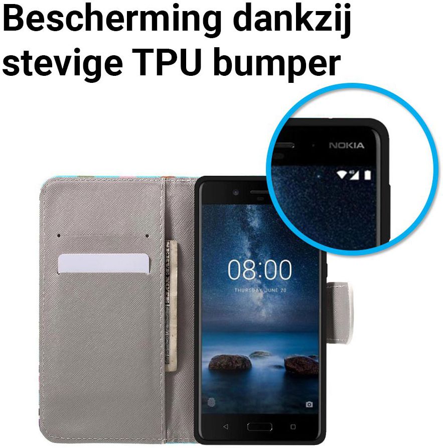 Nokia 8 Portemonnee Hoesje Print Keep Calm afbeelding 5