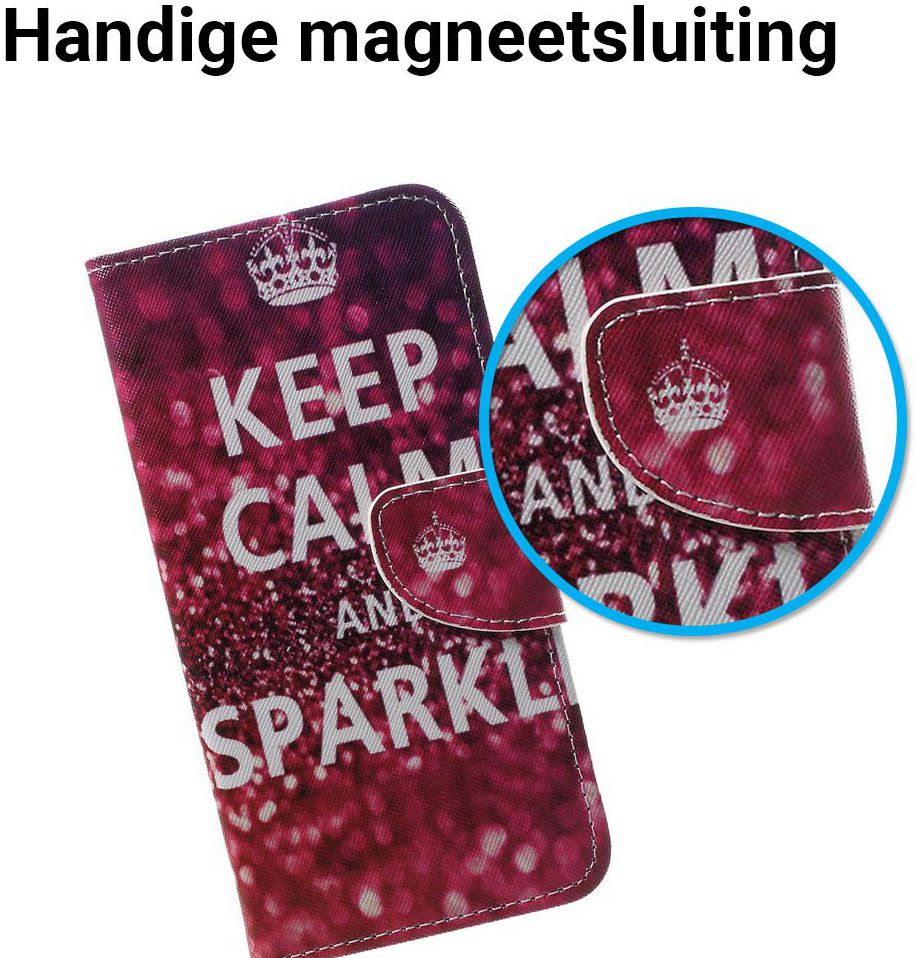 Nokia 8 Portemonnee Hoesje Print Keep Calm afbeelding 3
