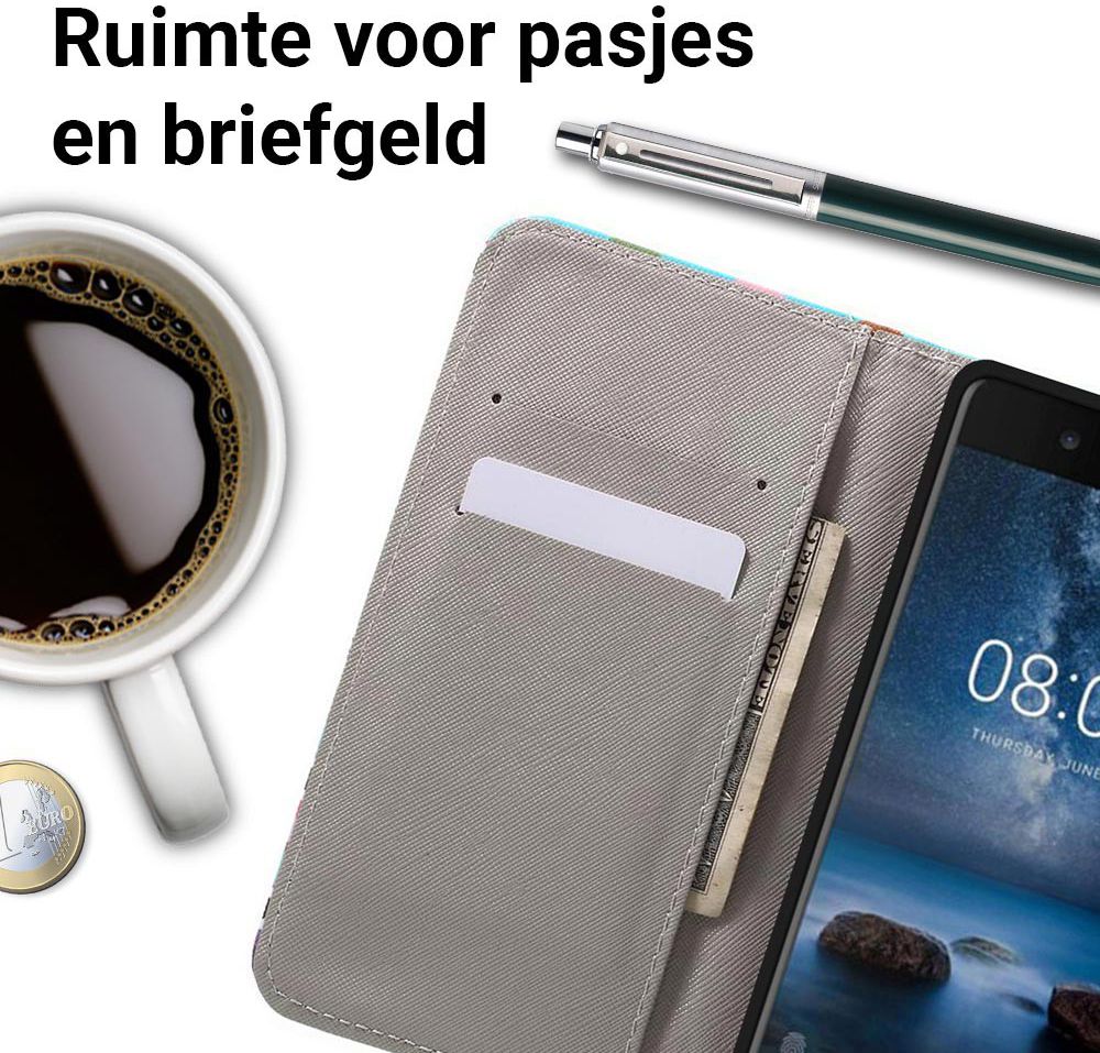 Nokia 8 Portemonnee Hoesje Print Keep Calm afbeelding 4