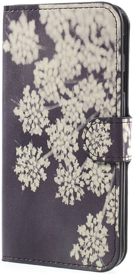 Samsung Galaxy J7 (2017) Portemonnee Hoesje Print White Flower afbeelding 1