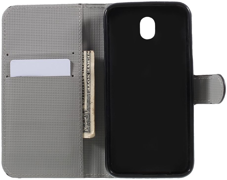 Samsung Galaxy J7 (2017) Portemonnee Hoesje Print Blauwe Vlinder afbeelding 2