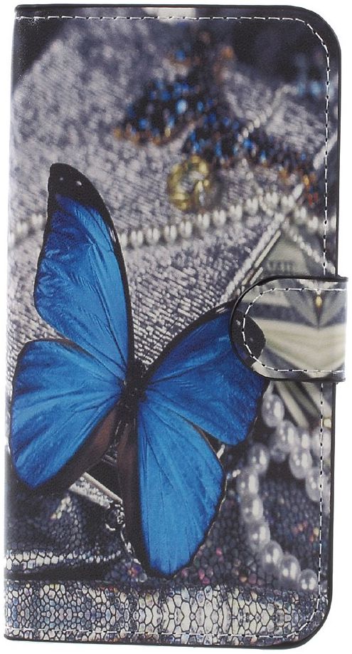 Samsung Galaxy J7 (2017) Portemonnee Hoesje Print Blauwe Vlinder afbeelding 5