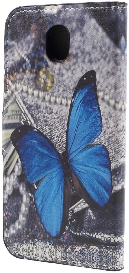 Samsung Galaxy J7 (2017) Portemonnee Hoesje Print Blauwe Vlinder afbeelding 6