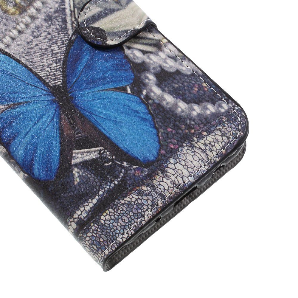 Samsung Galaxy J7 (2017) Portemonnee Hoesje Print Blauwe Vlinder afbeelding 7