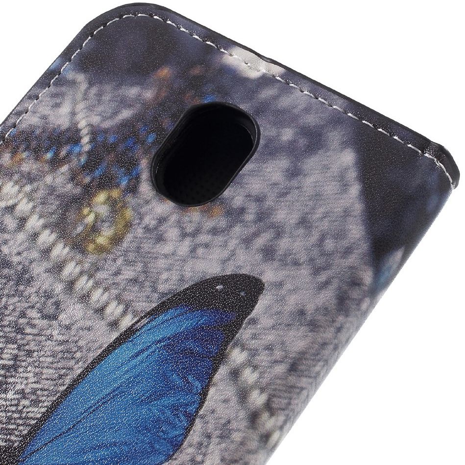 Samsung Galaxy J7 (2017) Portemonnee Hoesje Print Blauwe Vlinder afbeelding 8