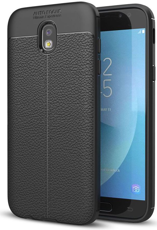Samsung Galaxy J7 (2017) Lederen TPU Hoesje Zwart afbeelding 13