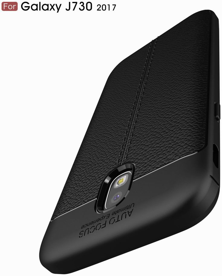 Samsung Galaxy J7 (2017) Lederen TPU Hoesje Zwart afbeelding 4