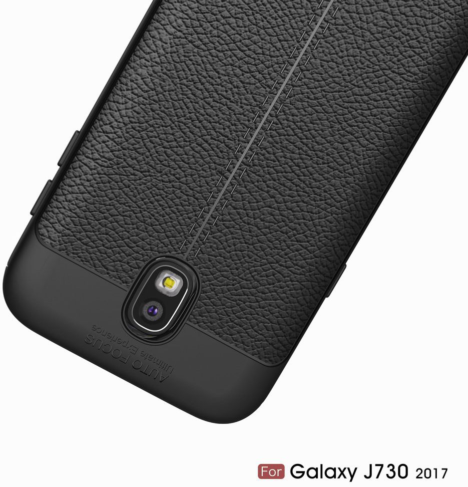 Samsung Galaxy J7 (2017) Lederen TPU Hoesje Zwart afbeelding 5