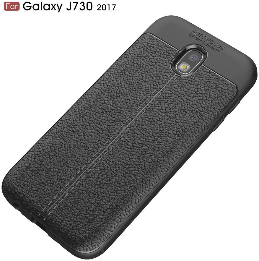 Samsung Galaxy J7 (2017) Lederen TPU Hoesje Zwart afbeelding 6