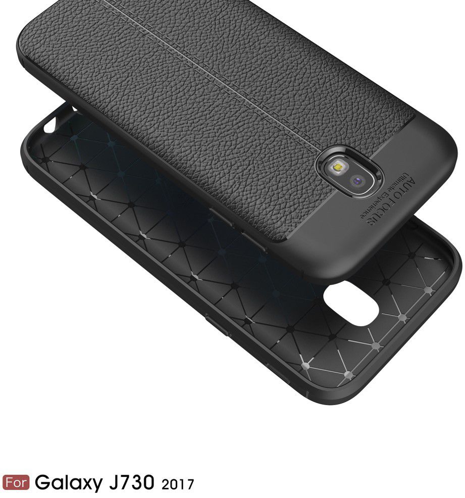 Samsung Galaxy J7 (2017) Lederen TPU Hoesje Zwart afbeelding 7