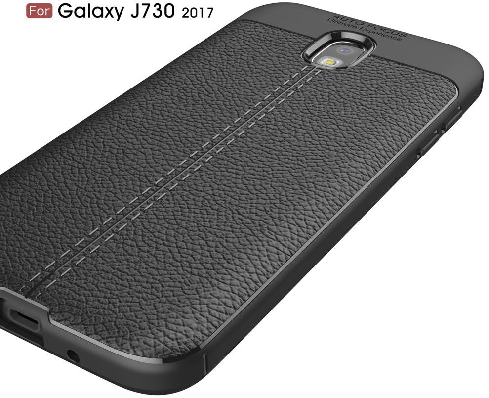 Samsung Galaxy J7 (2017) Lederen TPU Hoesje Zwart afbeelding 9