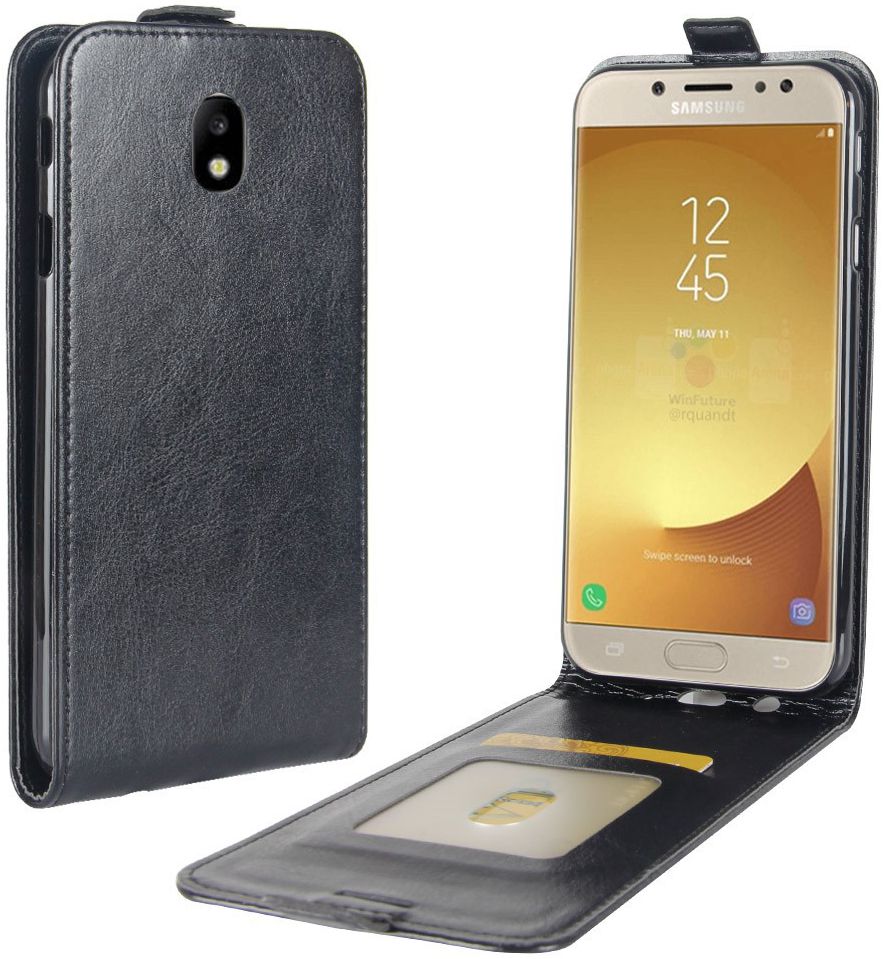 Samsung Galaxy J7 (2017) Verticaal Flip Hoesje Zwart afbeelding 1
