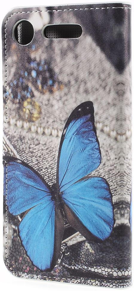 Sony Xperia XZ1 Portemonnee Hoesje met Blauw Vlinder Print afbeelding 6