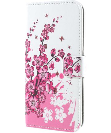 LG Q6 Portemonnee Hoesje met Pink Flower Print Hoesjes