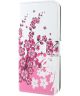 LG Q6 Portemonnee Hoesje met Pink Flower Print