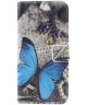 LG Q6 Portemonnee Hoesje met Blauwe Vlinder Print