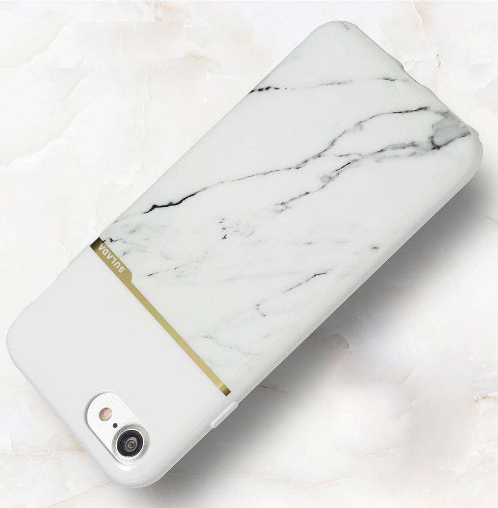 Apple iPhone 7 / 8 TPU Back Cover Marmeren Print Wit afbeelding 3